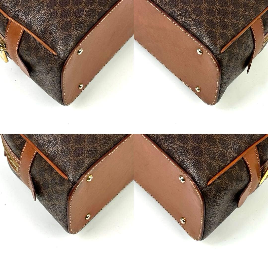 【美品】セリーヌ　ハンドバッグ　トリオンフ　マカダム柄　PVC　革　ブラウン