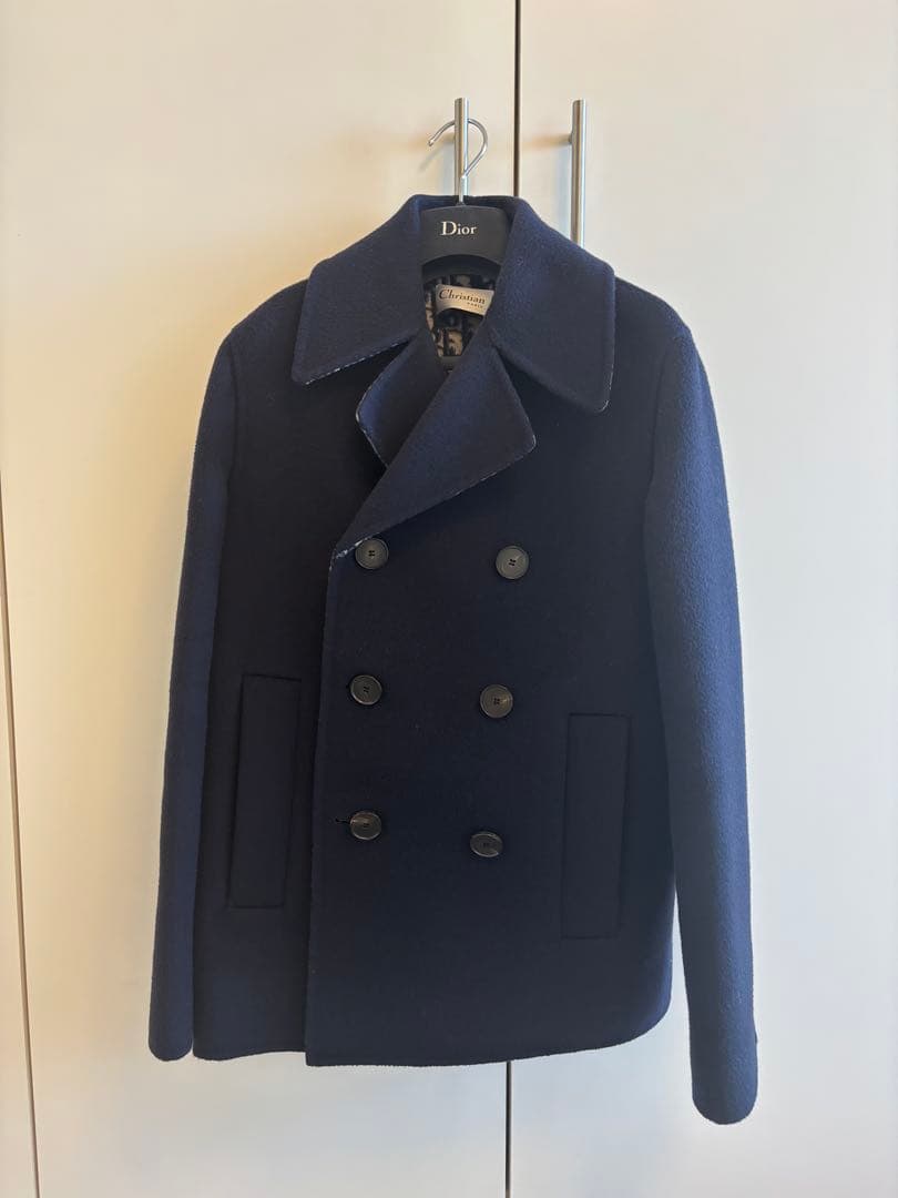 DIORディオールオブリーク　リバーシブルピーコート　ネイビー34