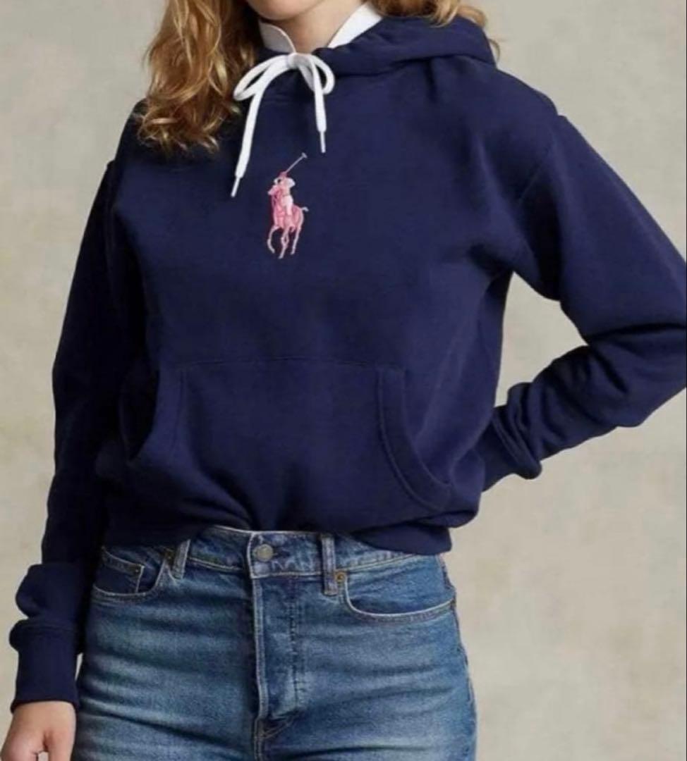 ラルフローレン　スウェット　フリース　フード付きパーカー ピンクポニー　刺繍