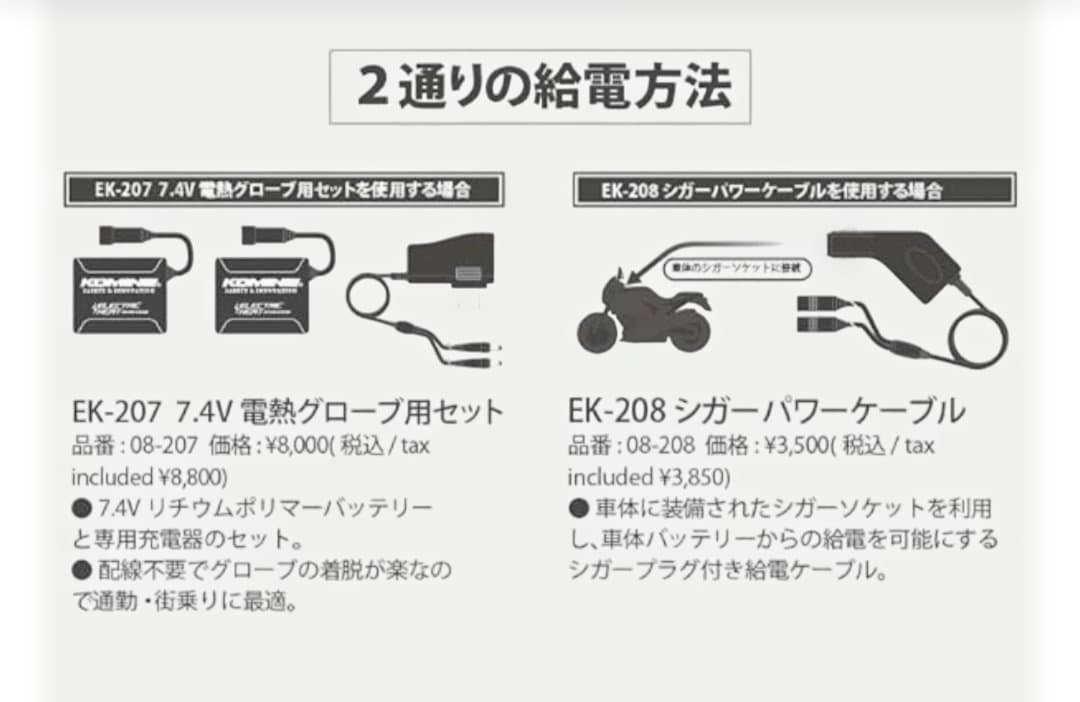 KOMINE GK-804 エレクトリックヒートグローブ カシウス XL