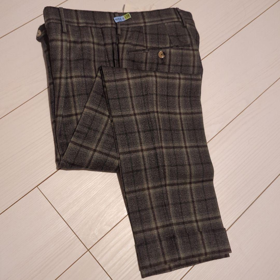 【PT01】チェックウールスラックス 46