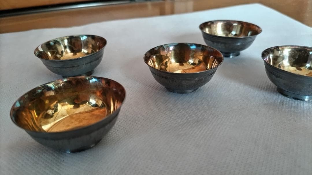 純銀刻印有　酒杯 5客