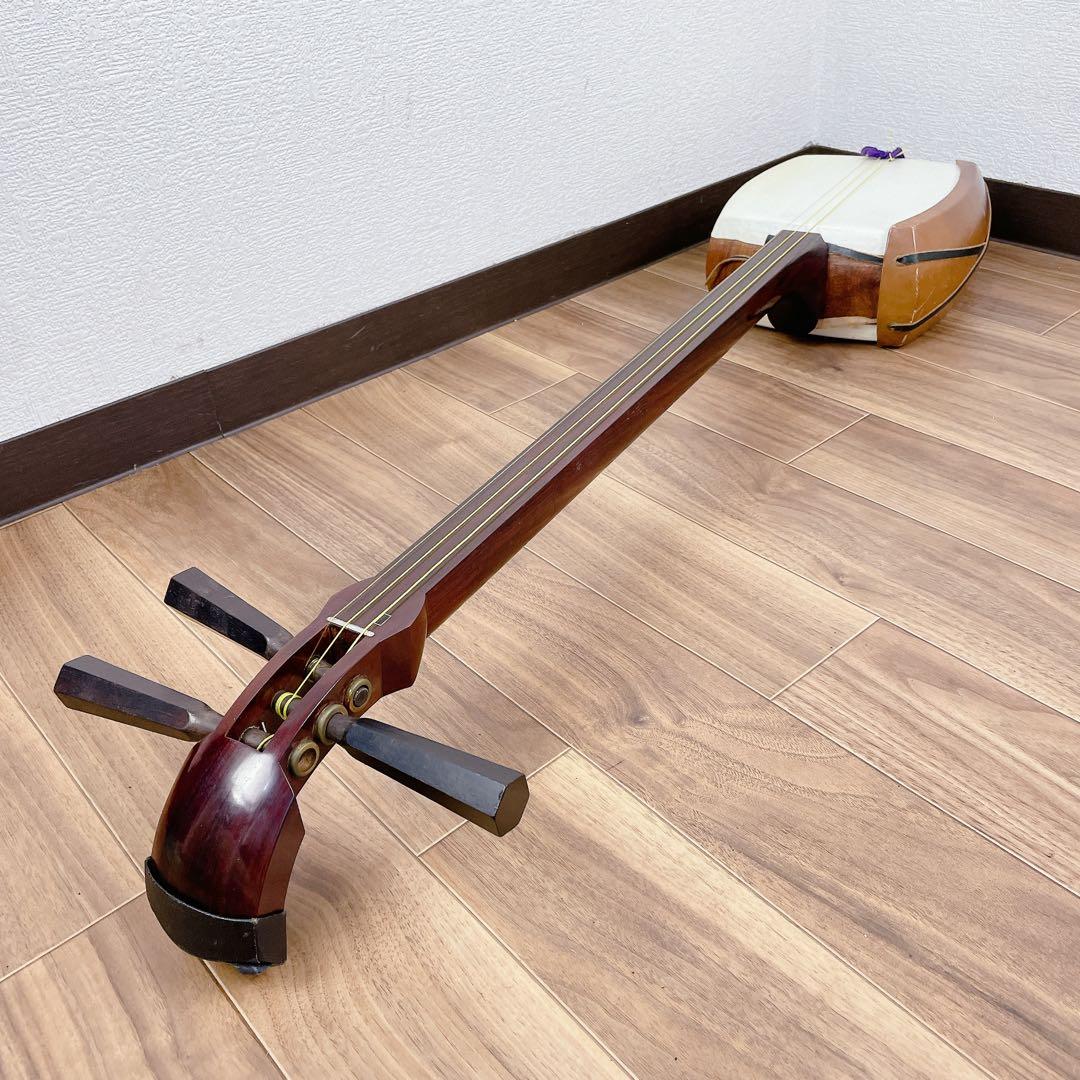 津軽三味線 一本溝 丸打胴 紅木 犬皮 東さわり 和楽器