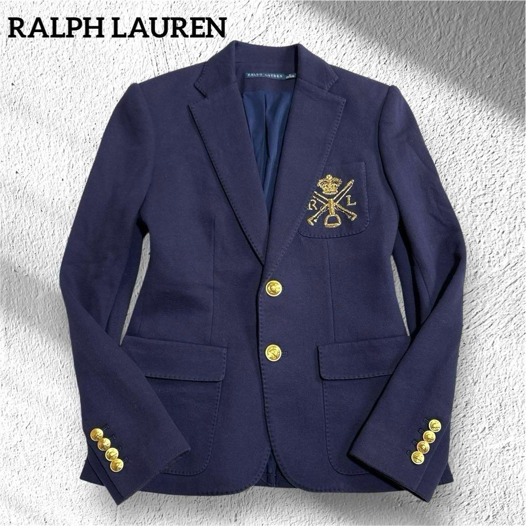 希少　ラルフローレン　ブリオン刺繍 乗馬 クラシック ジャケット　ネイビー　金釦
