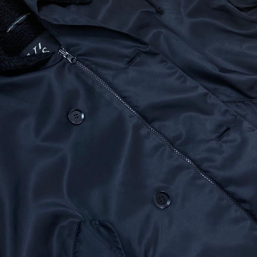 Y's ワイズ 美品 19AW ナイロンツイル 裏ボア フーディーコート 黒1