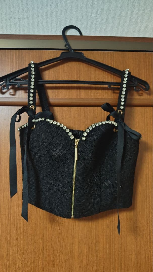 スエードリボン×チェックツイードベルトデザインセットアップドレスfm3734