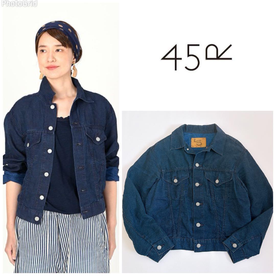 希少☆45R リネンの908空比古比女ジャン（インディゴ）ジャケット