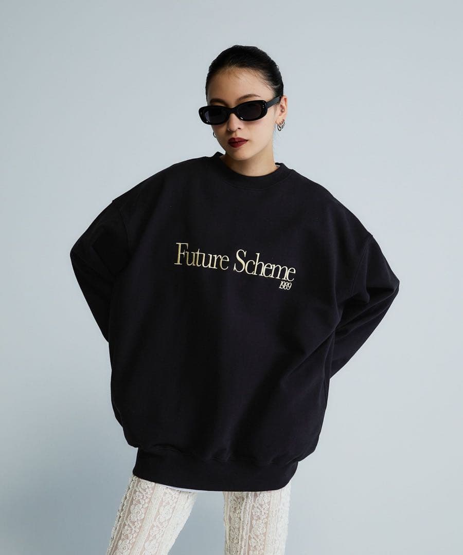 JEANASIS 【Les Fleurs】シシュウロゴスウェットLS ブラック