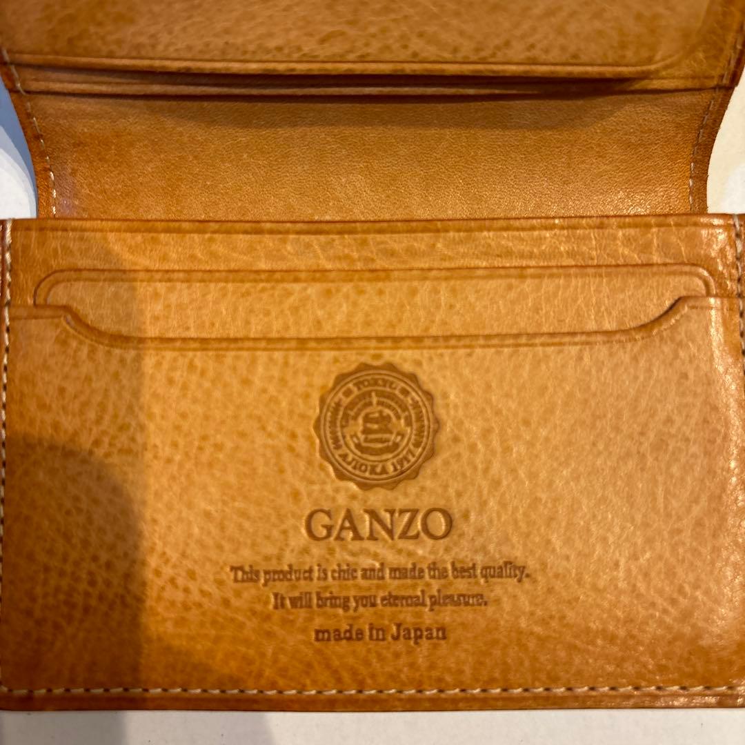 GANZO レザー 名刺入れ 紺 ネイビー