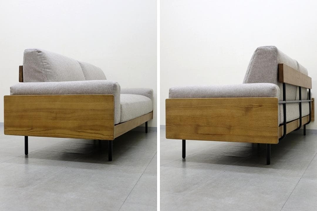 未使用品 ウニコ TREL トレル 3シーター ソファ 天然木 無垢材 フェザー