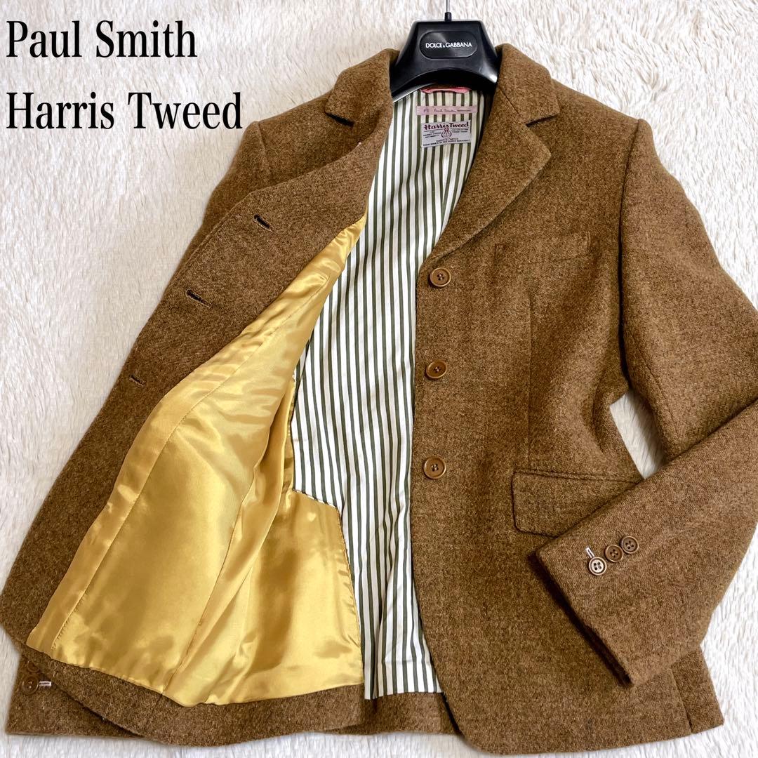 美品 ポールスミス ハリスツイードコラボ ウール テーラードジャケット チェック