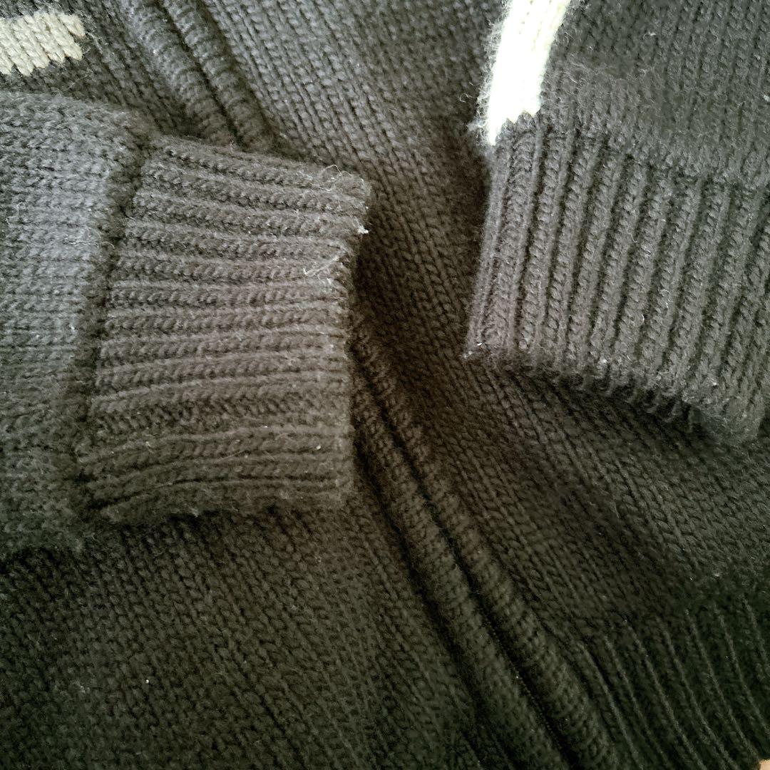 美品【VANSON】バンソン　ニットジャケット　ドクロ　スカイ　黒　メンズ L