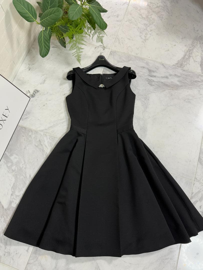りん★Rene/ルネ ノースリーブ ワンピース ブラック ポリエステル34