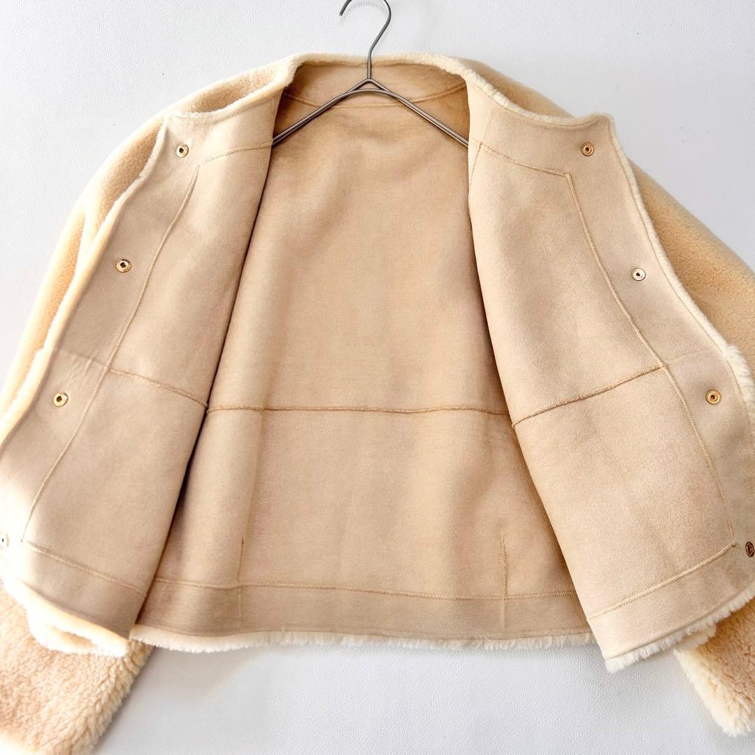 美品✨2025年 グレースコンチネンタル ノーカラーフェイクムートンジャケット