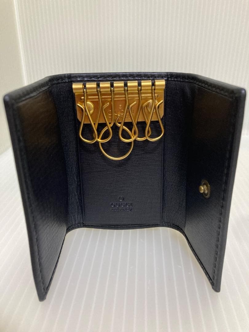 GUCCI グッチ 6連 キーケース ブラック 106659 ゴールド金具