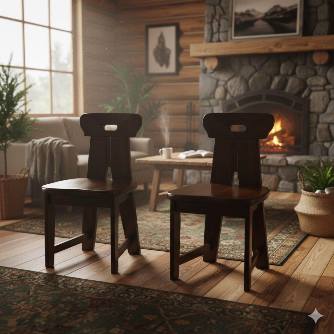 【廃盤品】カリモク RUSTIC 2脚セット ダイニングチェア②