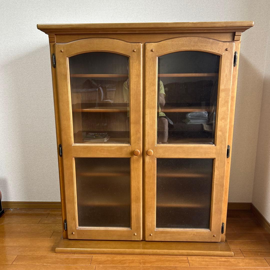 【KARIMOKU カリモク】 木製食器棚 ガラス扉 5段