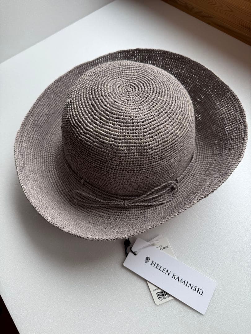 【未使用】ヘレンカミンスキーラフィアハット麦わら帽子　グレー　天然生活