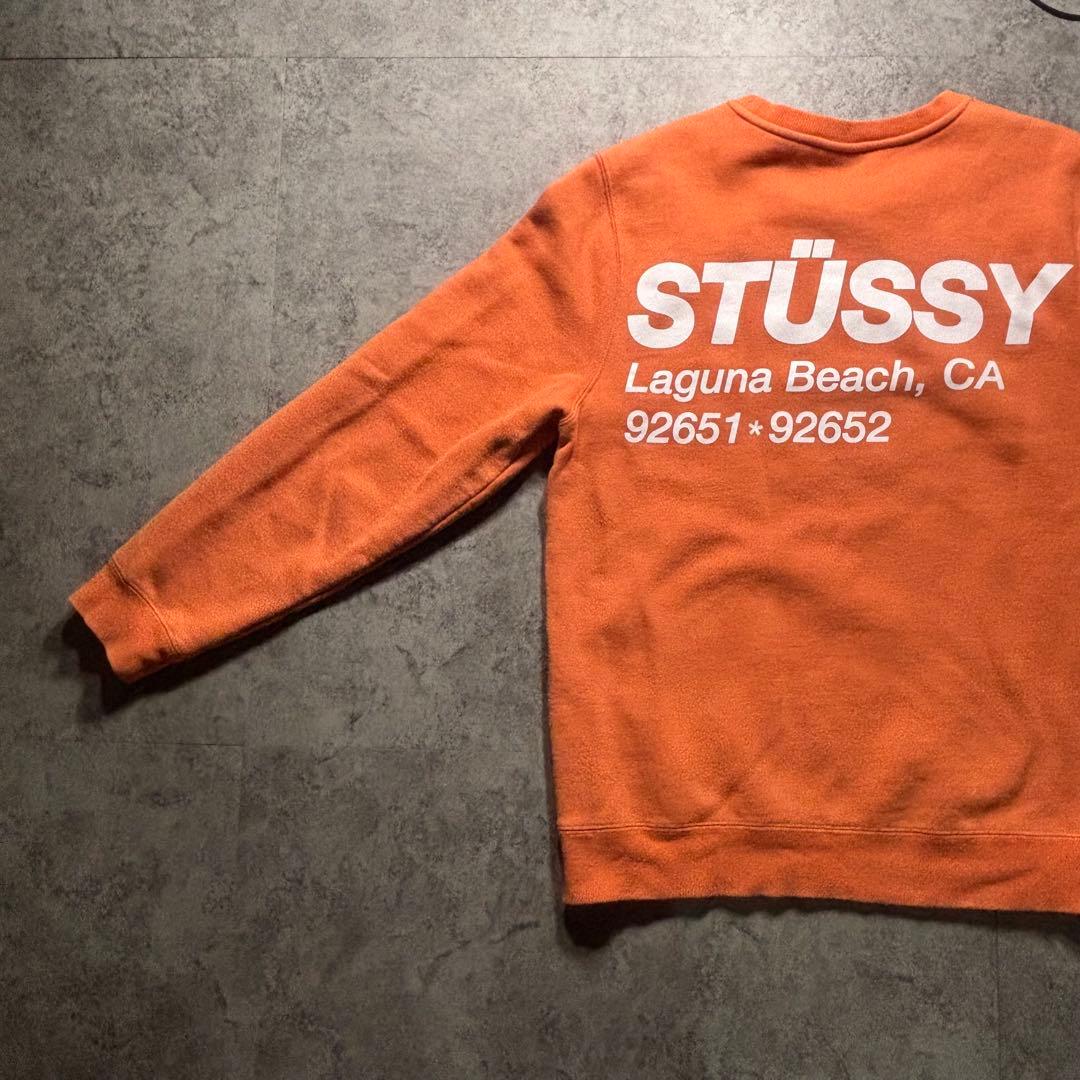 STUSSY 両面ロゴ S ラグナビーチ 00S復刻ロゴ スウェット オレンジ