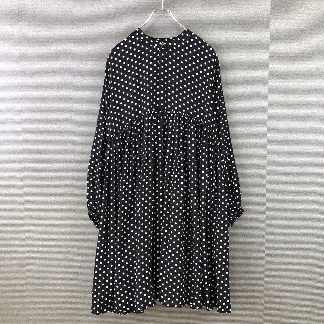 BEARDSLEY ドットギャザーチュニック F ブラック