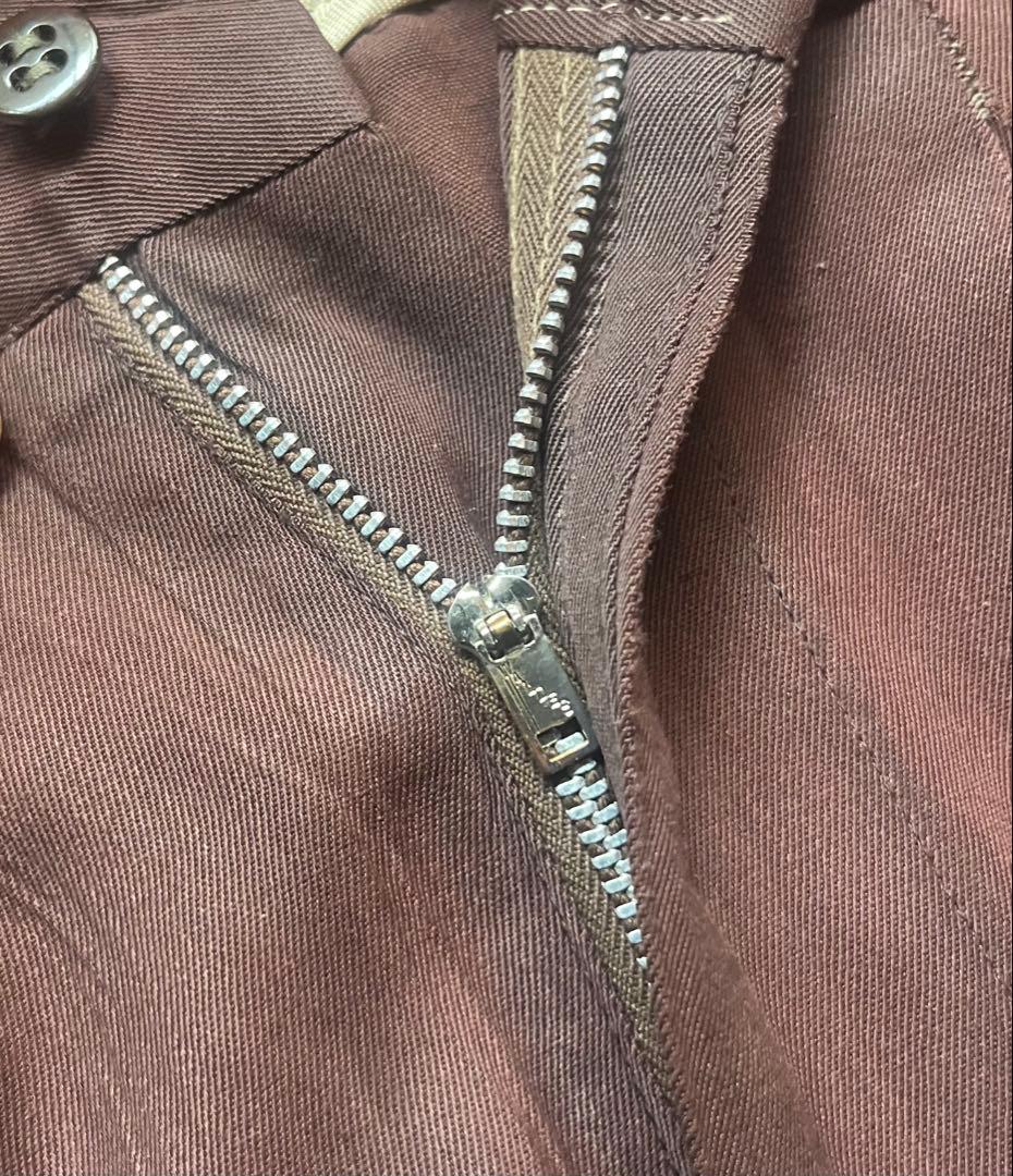 50s レーヨンギャバ スラックス ワイド ブラウン W36 L30