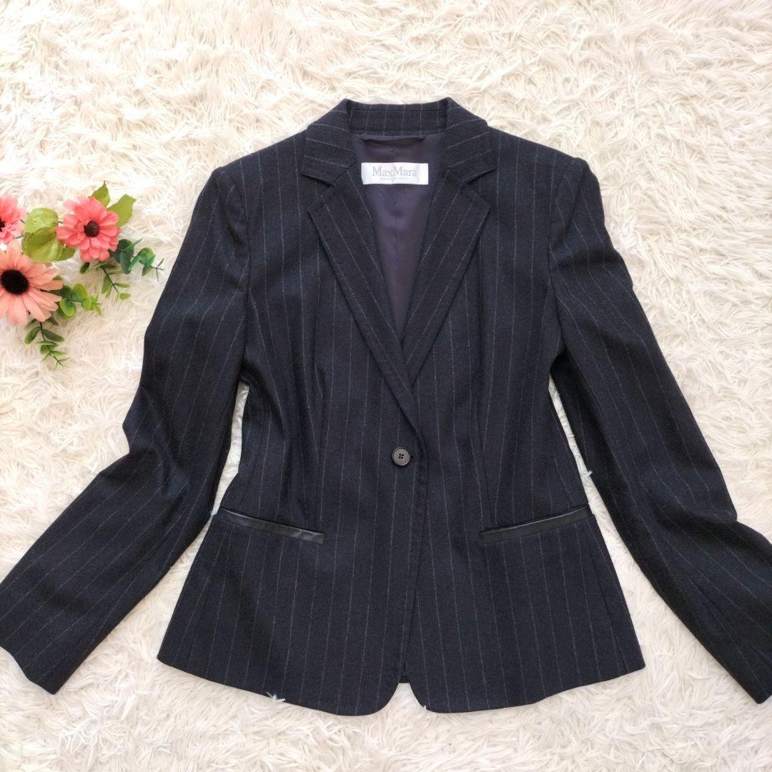 白タグ✨マックスマーラ カシミヤ混 テーラードジャケット ブレザー ネイビー