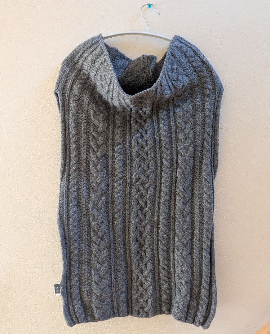 Y's ヨウジヤマモト ハイネック ウール アランニットベスト 日本製 グレー