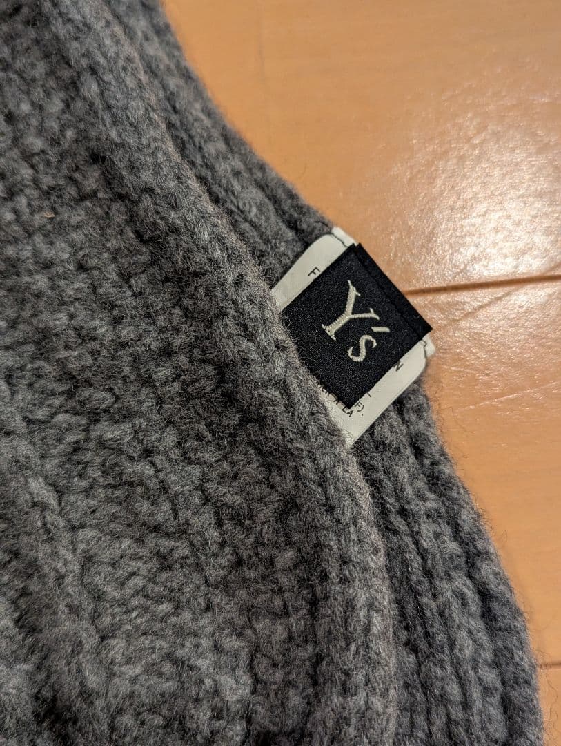 Y's ヨウジヤマモト ハイネック ウール アランニットベスト 日本製 グレー