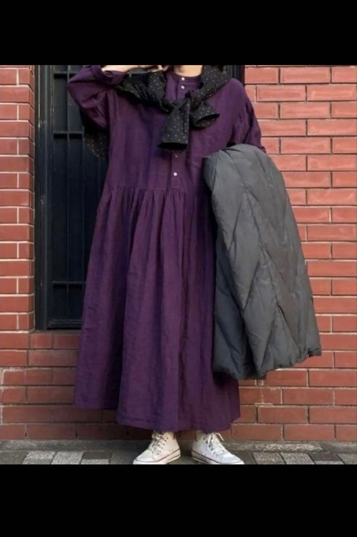 nestrobe リネン近江晒切替シャツワンピース　ネストローブ