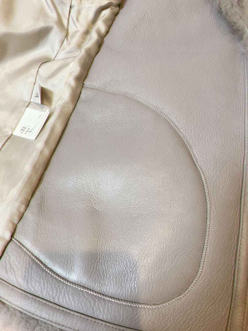 【美品】Leilian シープファー ノースリーブベスト グレー