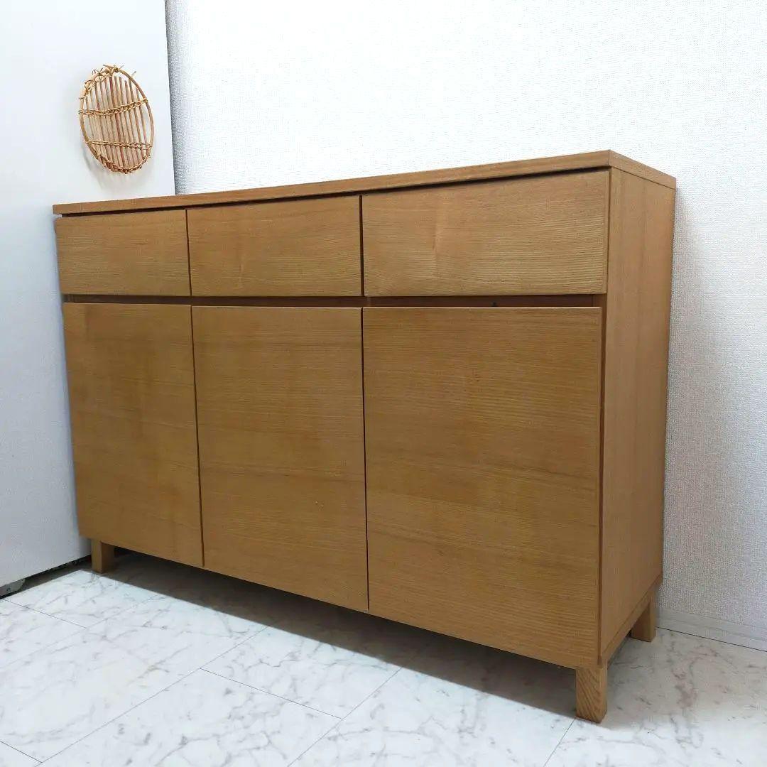 【お値下】無印 タモ材 キャビネット 脚付き