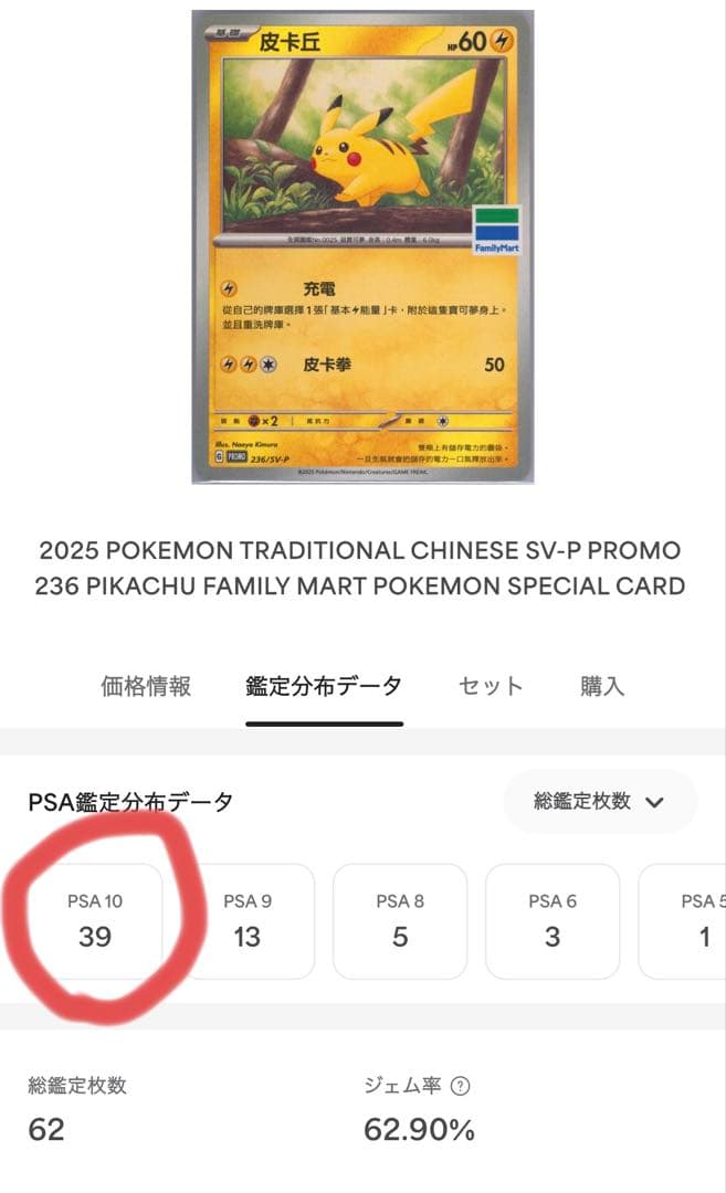 【3連番】ファミマピカチュウ　イラストピカチュウ　台北のピカチュウ　PSA10