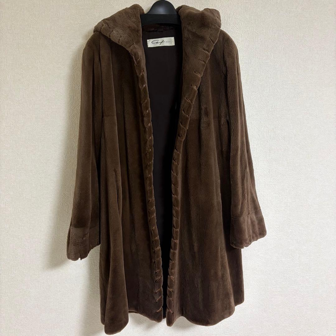 シェアードミンク フード付き　ロングコート　Altima