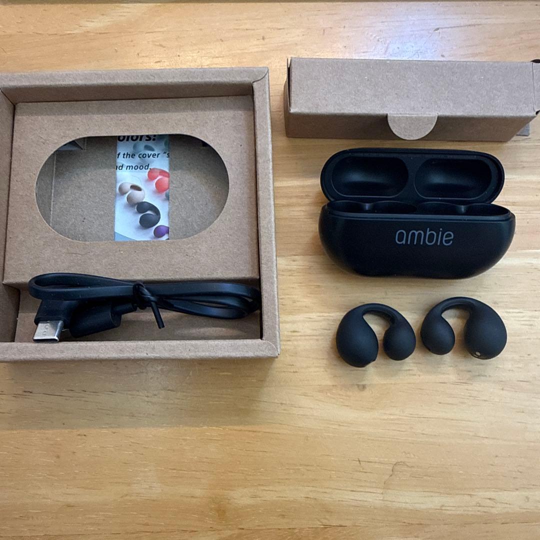 美品ambie AM-TW02 Black　アンビー　ワイヤレスイヤホン