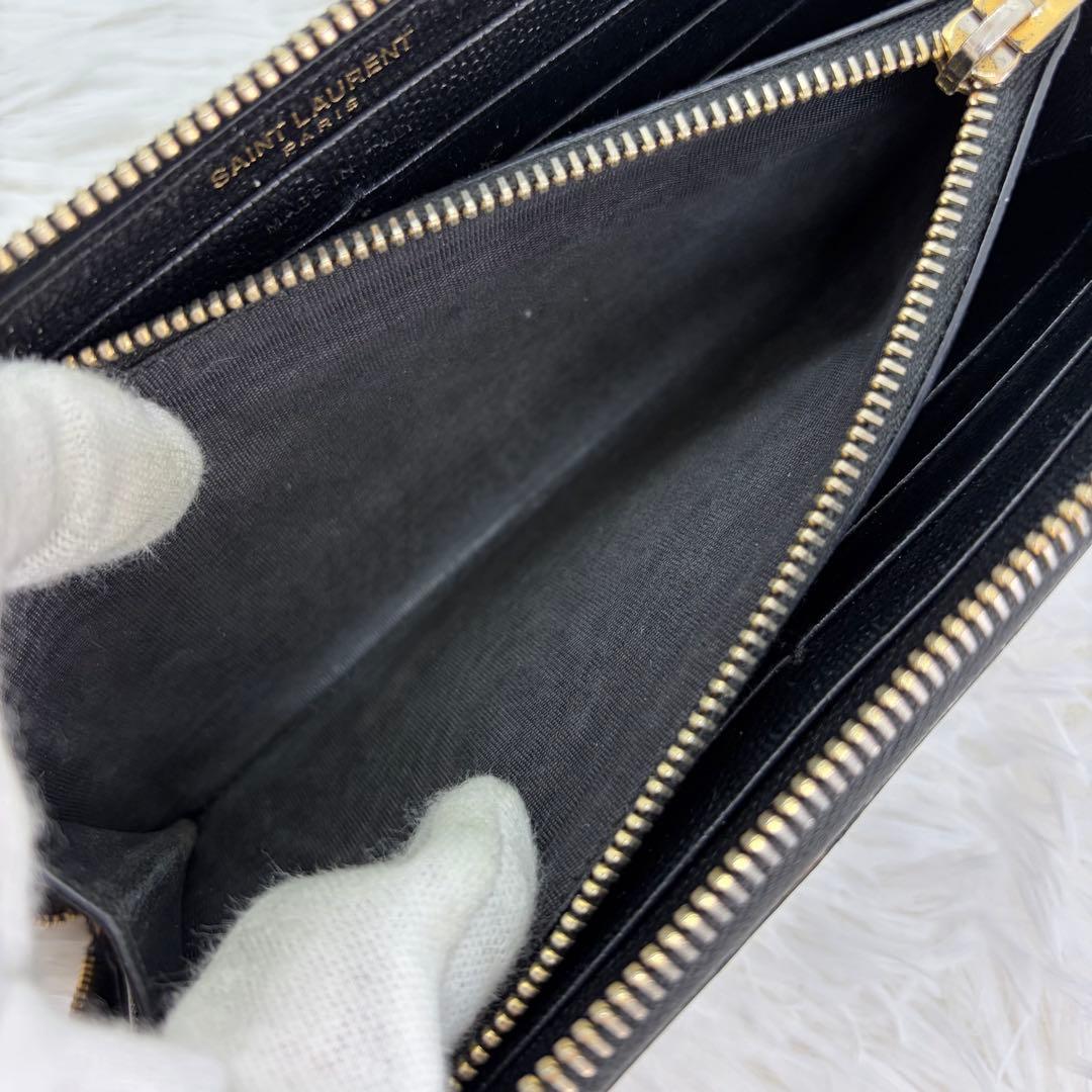 美品✨サンローラン　長財布 キャビアスキン　カサンドラ　レザー　ブラック