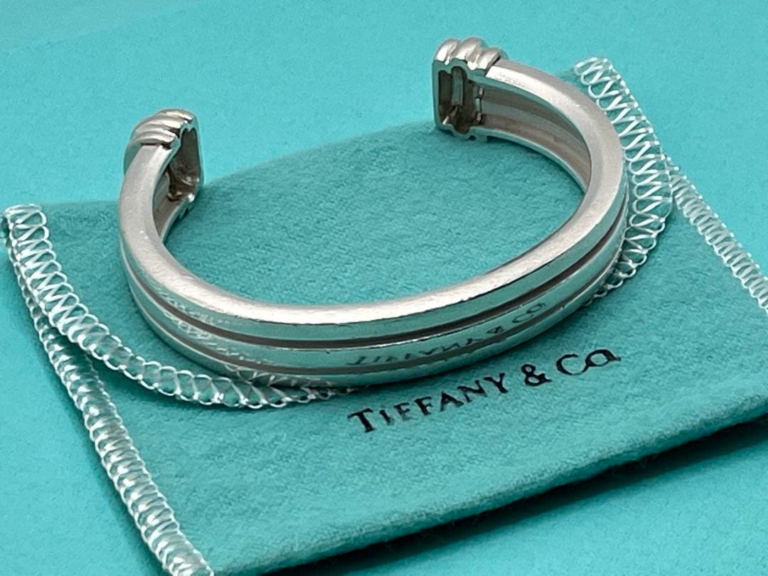 h141 希少　ヴィンテージ　ティファニー　1995 グルーブド　バングル925
