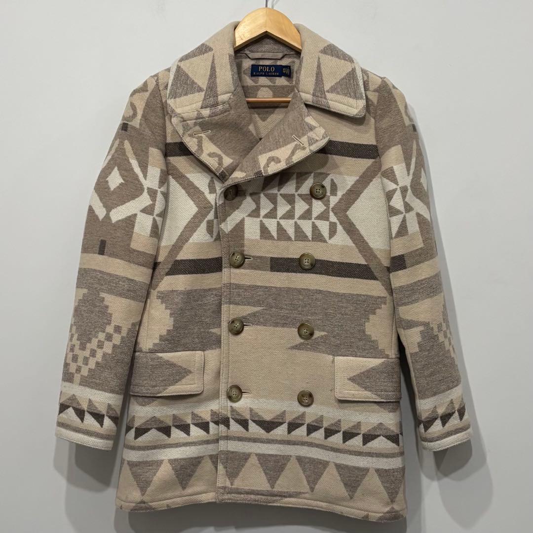 美品 ラルフローレン ジオメトリック ネイティブ柄 ウール Pコート XS