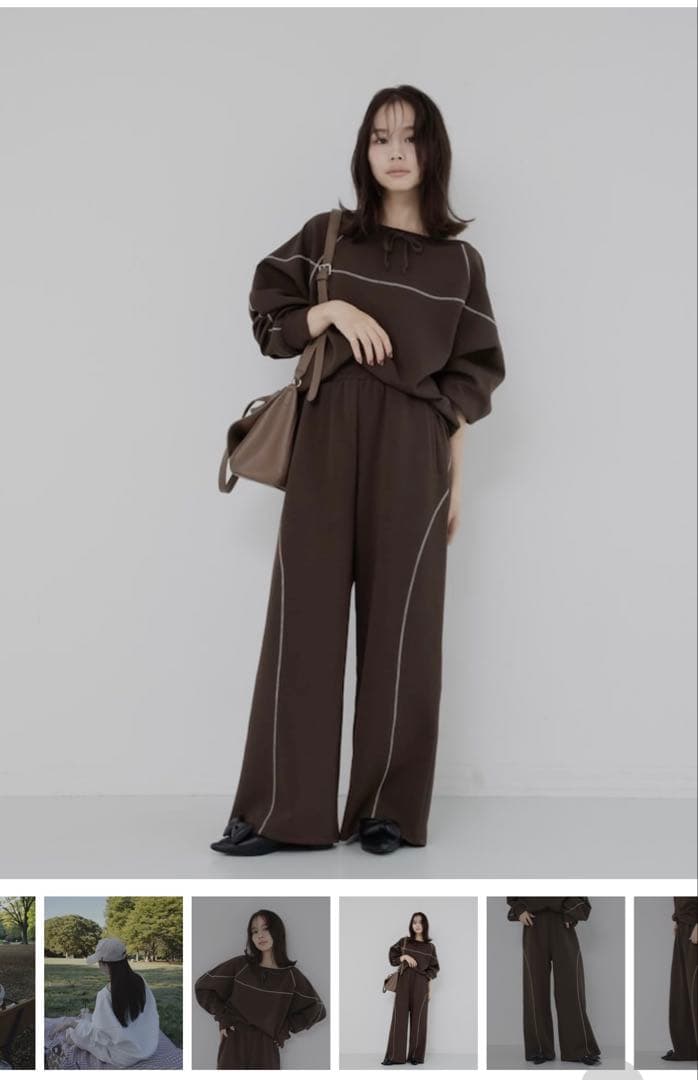 ステッチスウェットセットアップ jumelle ジュメロ　レーススウェットグレー