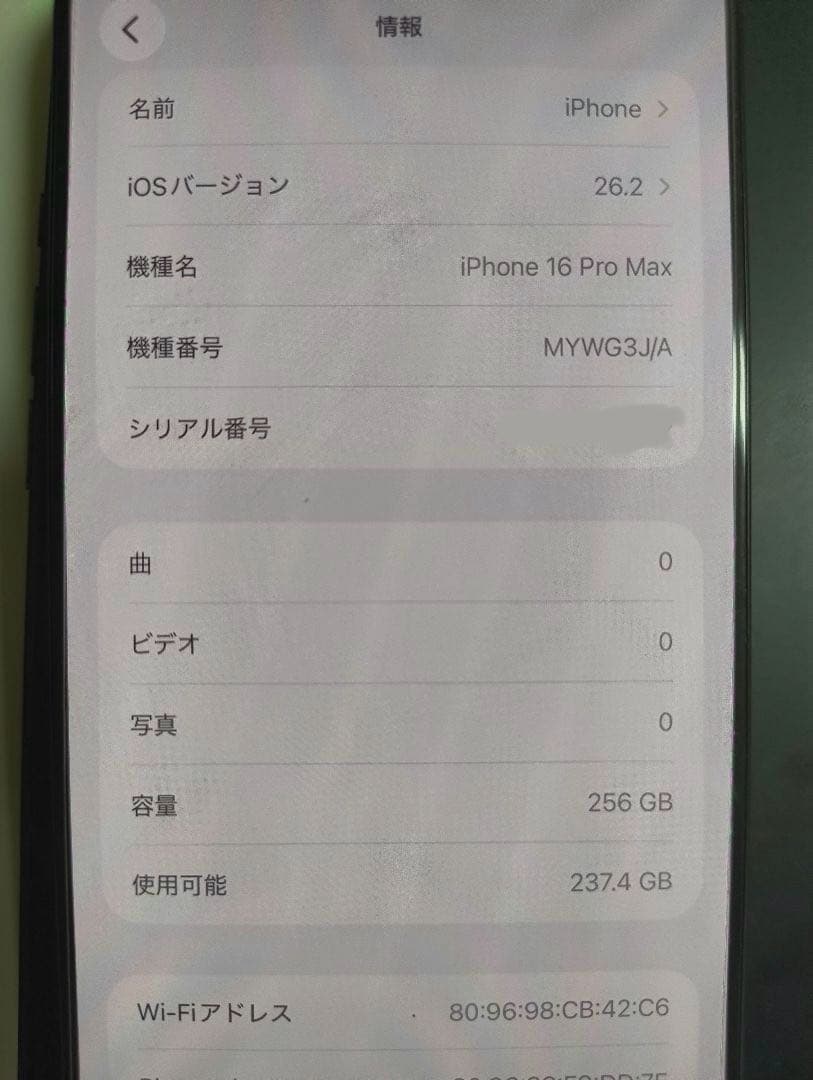 ベゼル傷iPhone16promax 256GB 本体　apple care +