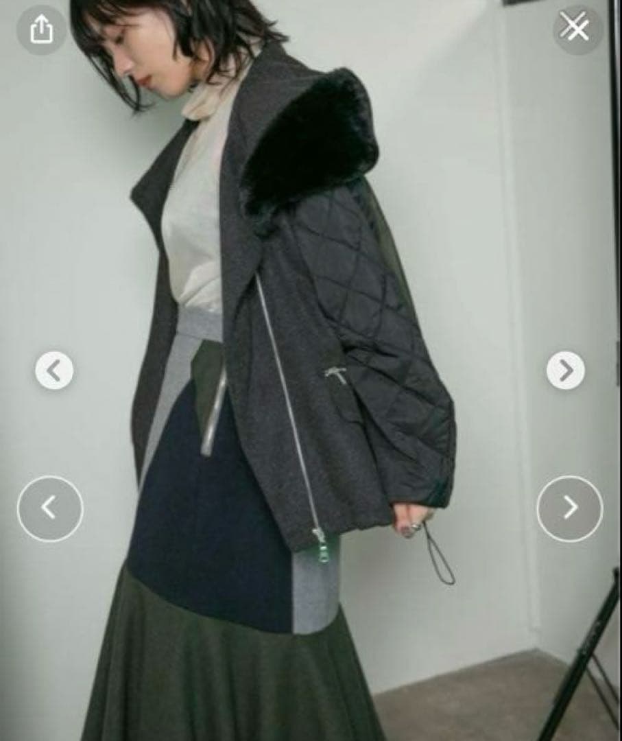 Eimee Law メルトン&キルトファーフーディブルゾン 美品