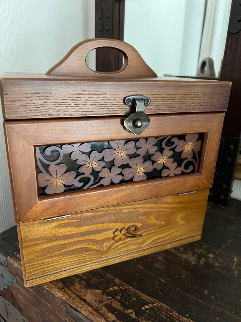 ナチュメイプル　メイクボックス　木製　和モダン　レトロ