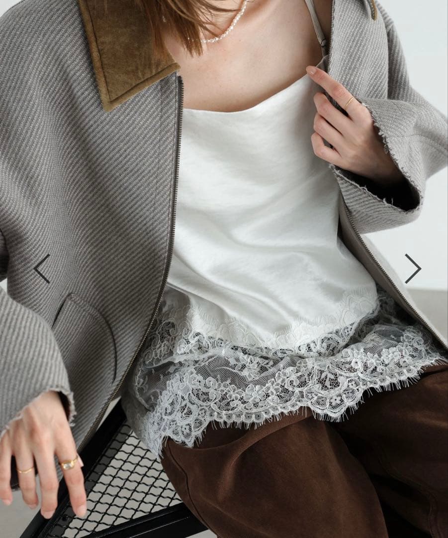 【新品】BABYLON　ヘムレースキャミソール　ホワイト