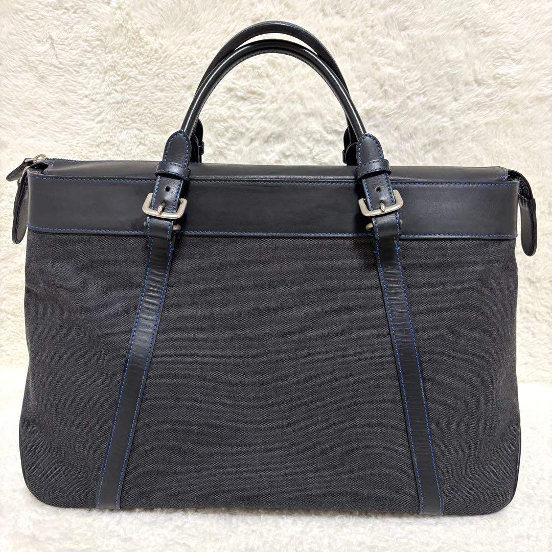 ソメスサドル ボストンバッグ デニムキャンバス×レザー チャコールブラック系