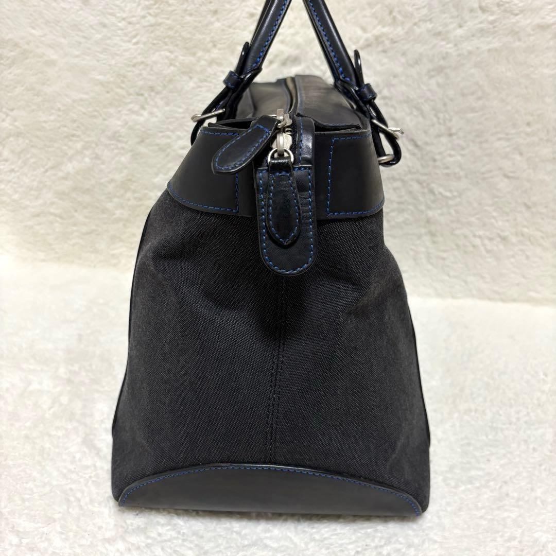 ソメスサドル ボストンバッグ デニムキャンバス×レザー チャコールブラック系