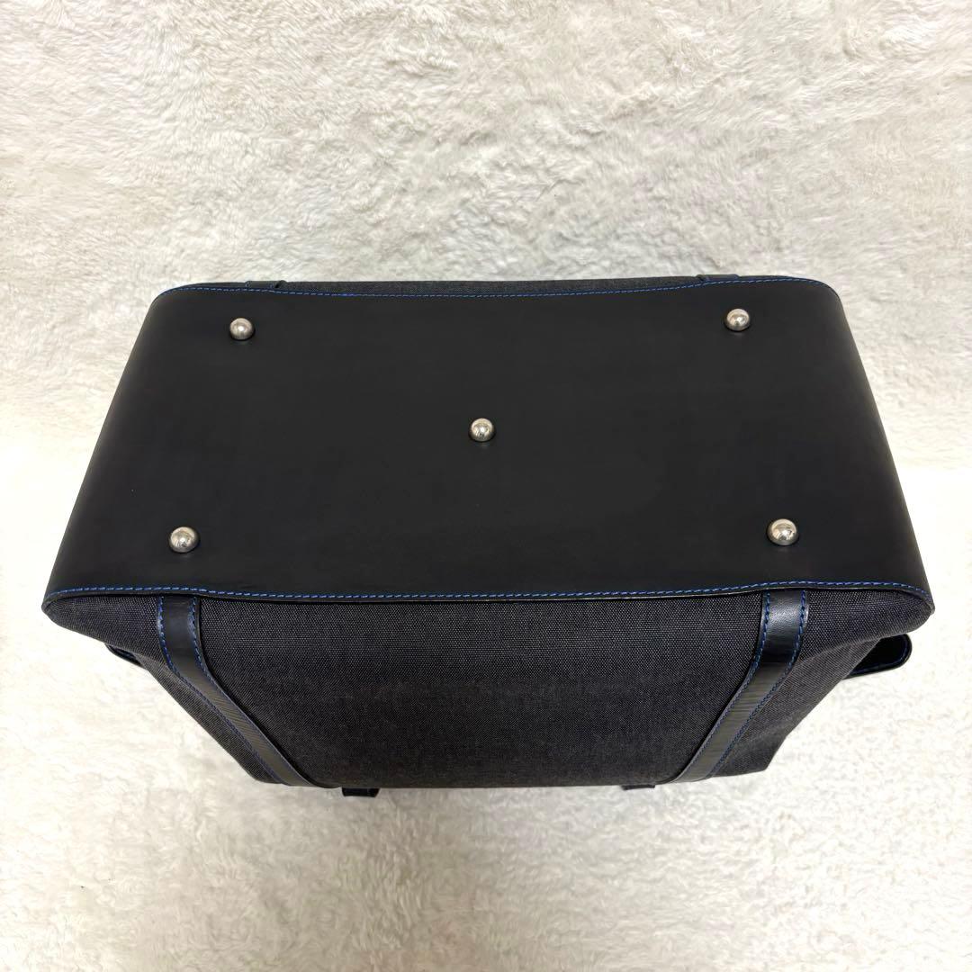 ソメスサドル ボストンバッグ デニムキャンバス×レザー チャコールブラック系