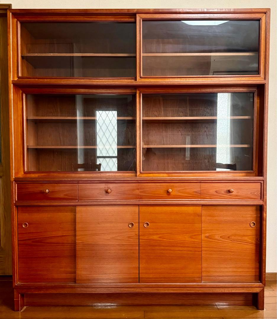 北欧テイスト チーク材ヴィンテージ キッチンボード 食器棚 国産高級収納家具