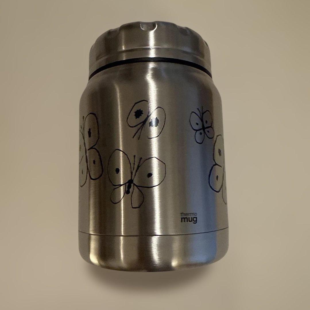 ミナペルホネン thermo mug スープジャー 蝶　シルバー500ml
