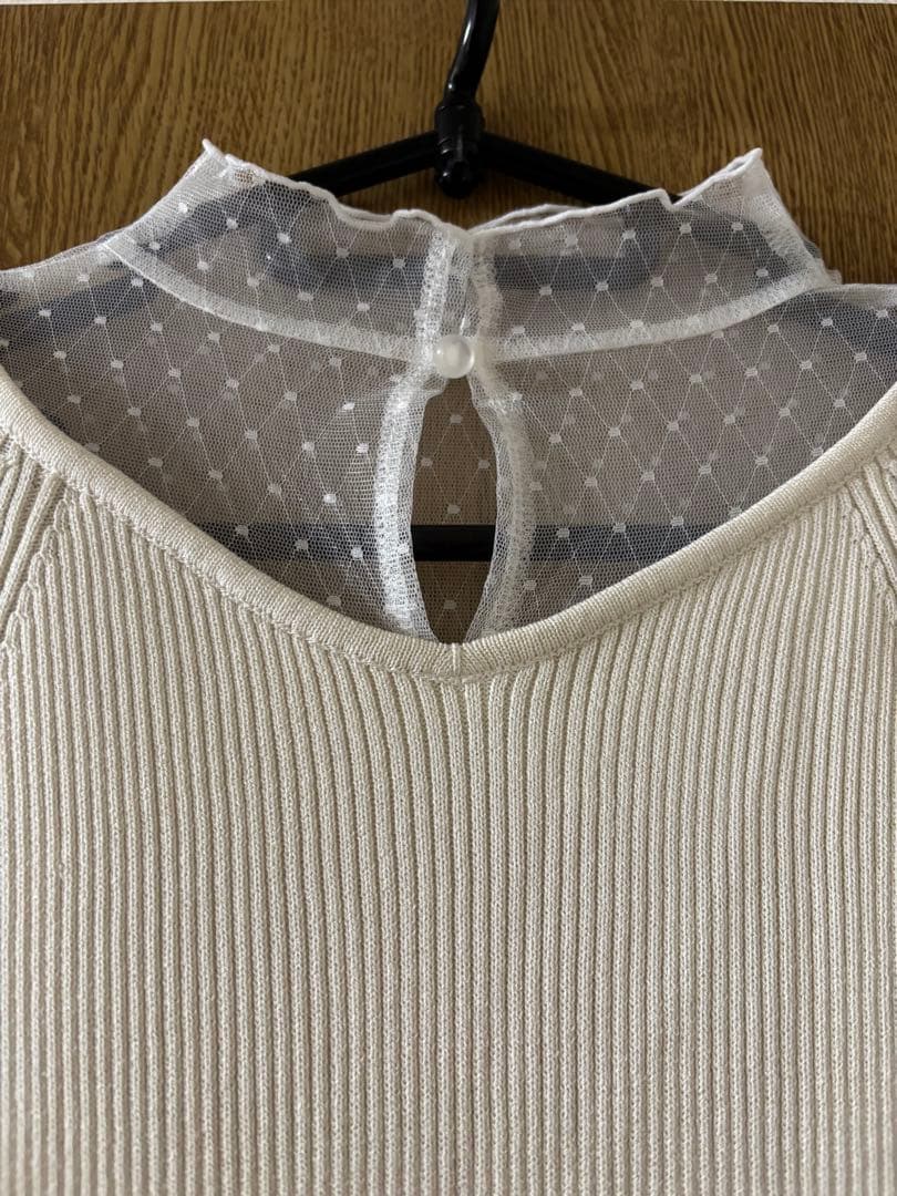 MERCURYDUO ビットニットドットチュールドッキングワンピース