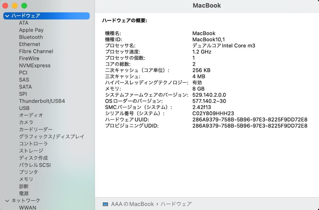 MacBook 2017 A1534 12㌅ 『BT充放電1回』Silver