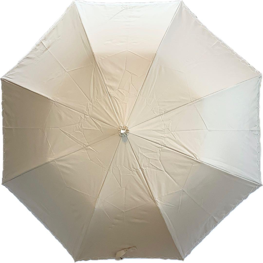 新品★フルラ★FURLAハート刺繍 晴雨兼用2段折りたたみ日傘雨傘★ベージュ